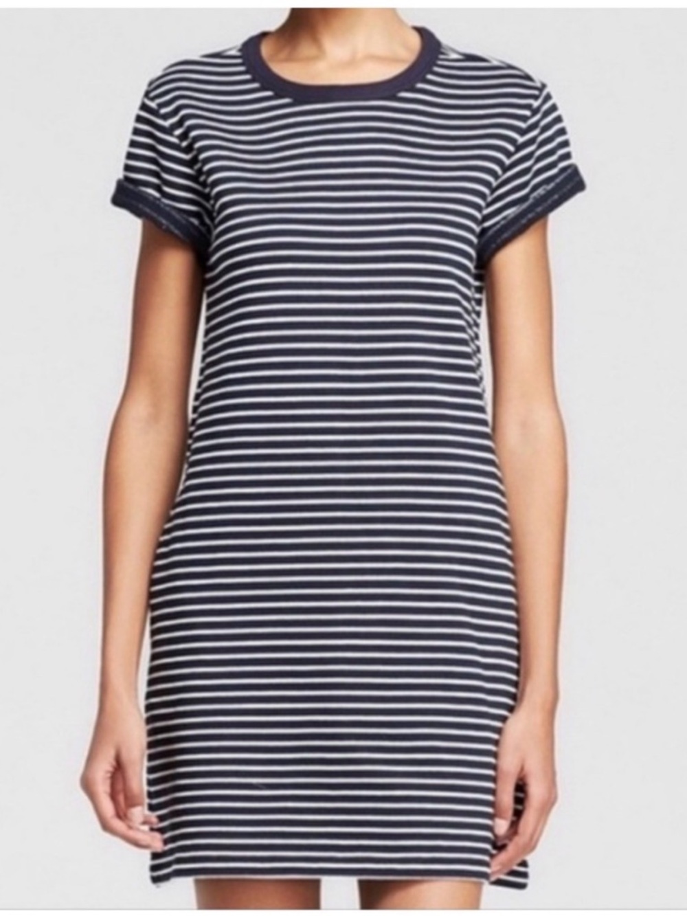 RAG & BONE JEAN brand Black and White Striped Mini Dress w/ pockets GREAT fit.